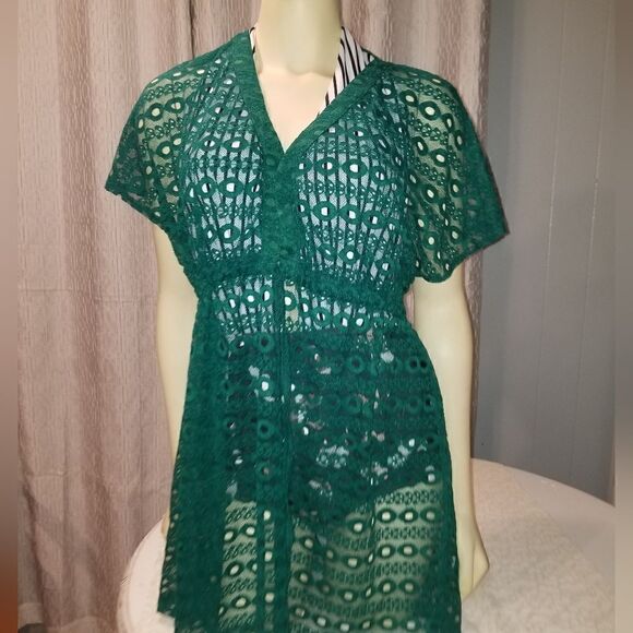 EISHOPEER Women's Bathing Suit Cover Ups 2023 taupe L NWT GREEN LACE - Picture 16 of 16